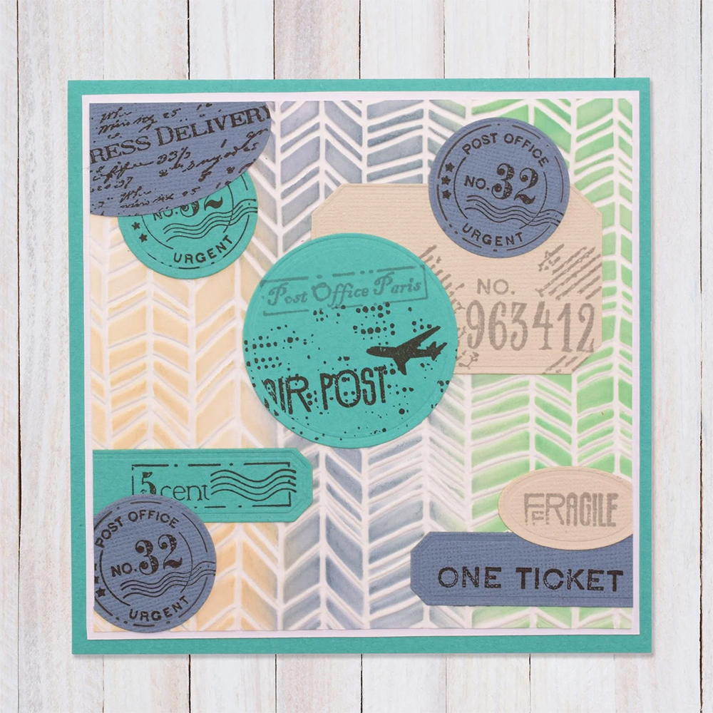 Nellie Snellen Mixed Media Stencil Chevron