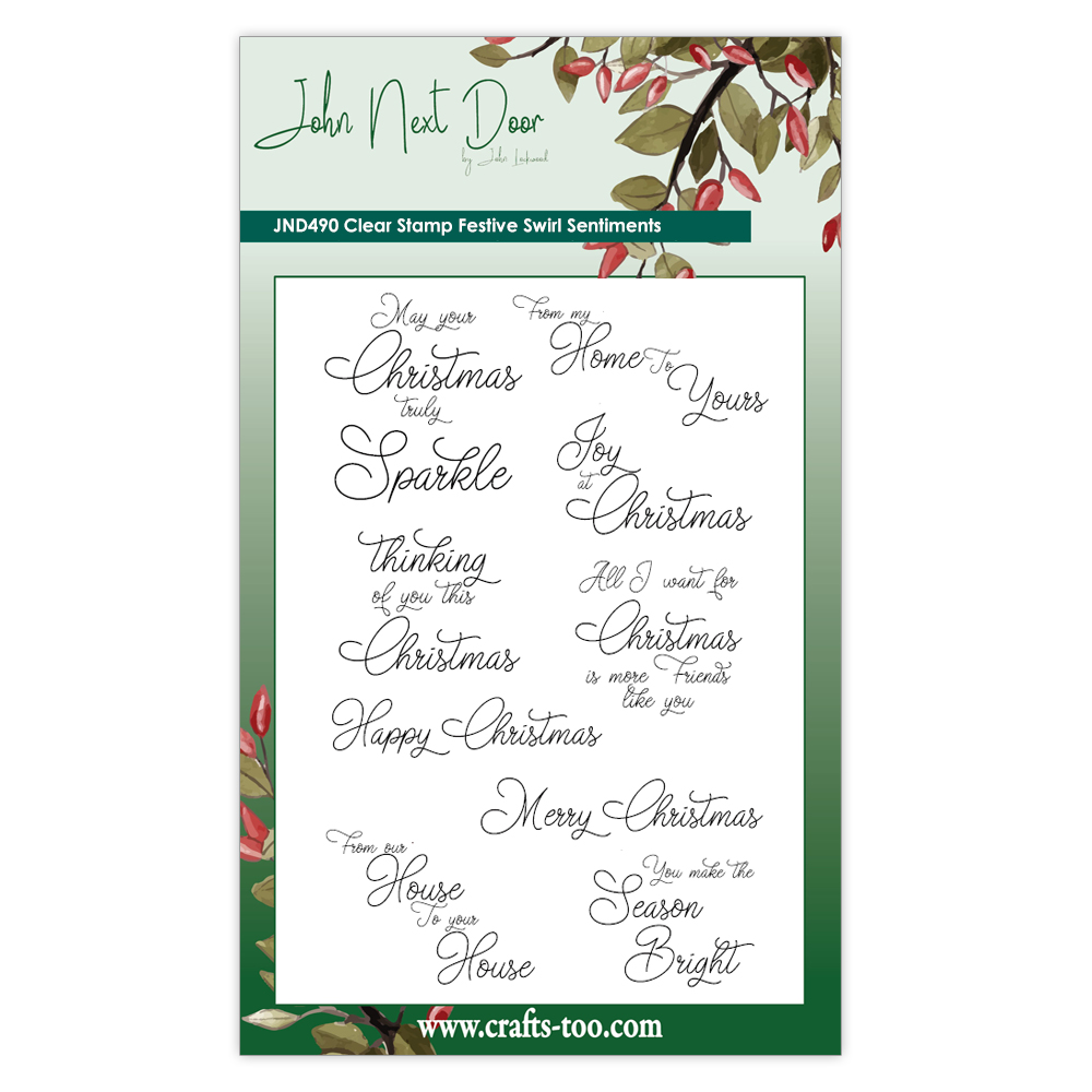 Buy A John Next Door Christmas Festive Swirl Sentiments Stamp