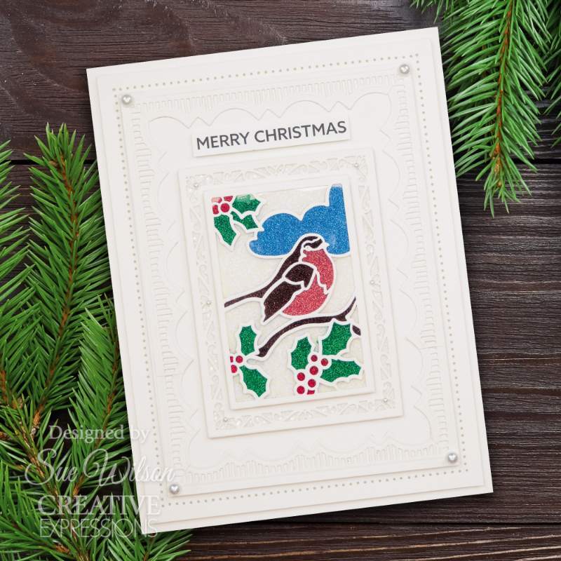 Sue Wilson Festive Stained Glass Christmas Songbird Craft Die