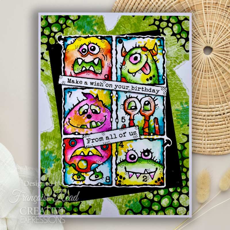 Woodware Monster Gallery 4 in x 6 in Stamp Set